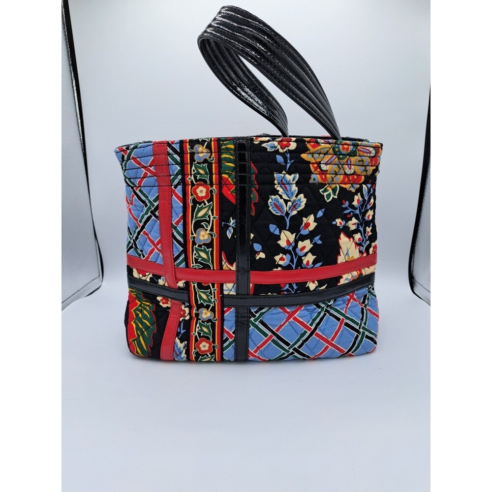 Vera Bradley Sweet Versailles Handbag Purse With Patent Leather Handle